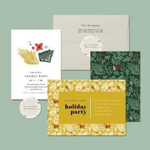 Yellow Modern Festive Botanical Holiday Satin Ribbon