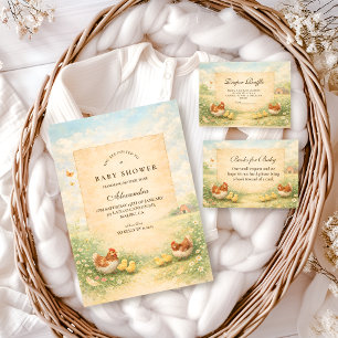 Rustic Hen and Chicks Baby Shower Invitation