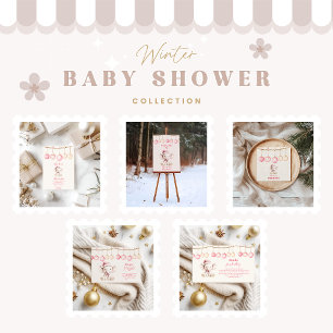 Pink Christmas Elephant Baby Shower Invitation