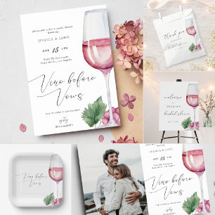 Watercolor Vino before Vows Paper Plates