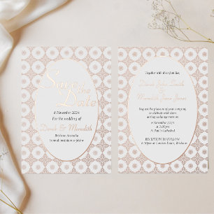 Intricate Wedding Save the Date Invitation  Foil Invitation