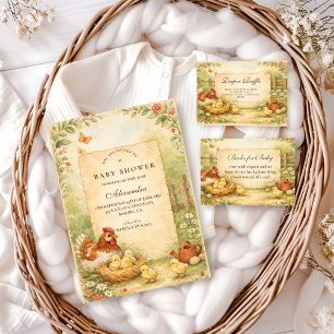 Cute Farm Chicks Baby Shower Invitation