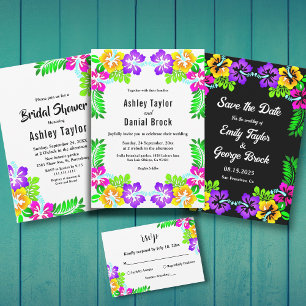 Elegant Rustic Boho Flowers Black Floral Wedding Invitation