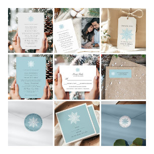 LIGHT BLUE SIMPLE SNOWFLAKE WINTER FAMILY ADDRESS LABEL