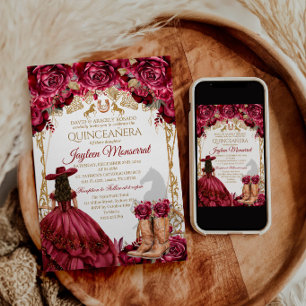 Burgundy Gold Charra Horse Quinceañera Hershey Bar Favors