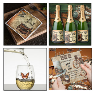 Steampunk with Blimps Maps Goggles Celebration Invitation