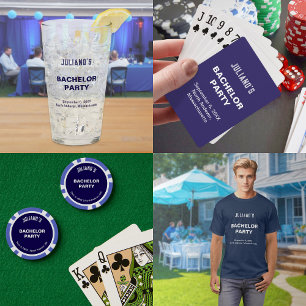 Minimalist Dark Blue Bachelor Party Invitation