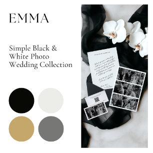 Simple Modern Black & White Wedding Details Enclosure Card