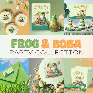 Green Frog Drinking Orange Boba  Napkins