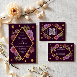 Romantic Autumn Dahlia Wedding Invitation