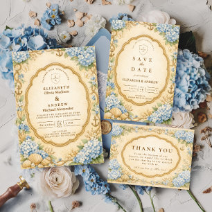 Vintage Nautical Hydrangea Wedding Foam Board