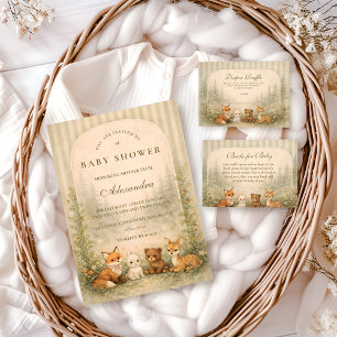 Rustic Woodland Baby Animals Baby Shower Invitation