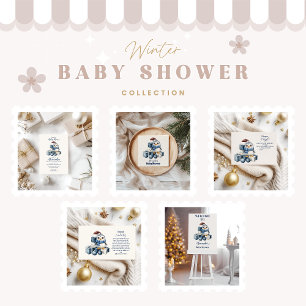 Blue Penguin Christmas Baby Shower Napkins
