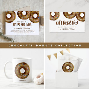 Watercolor Chocolate Sprinkle Donuts Baby Shower Thank You Card