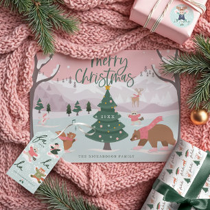 Fa La La Fun Cute Woodland Red Fox Snow Angel Holiday Card