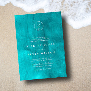 Aqua Elegance Turquoise & Teal Watercolor Wedding Menu