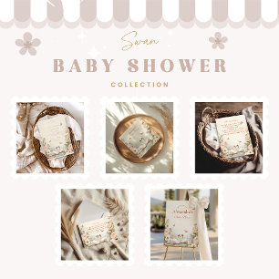 Elegant Swan Lake Floral Baby Shower Invitation