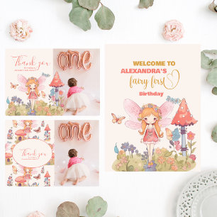 Photo Fairy First Enchanted Woodland 1st Birthday Thank You Card