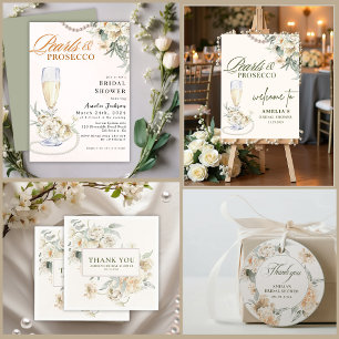 Elegant pearls and prosecco Bridal Shower Advice Enclosure Card