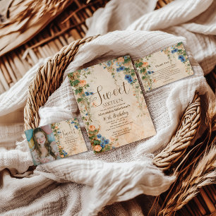 Vintage Pastel Wildflower Sweet Sixteen Paper Plates