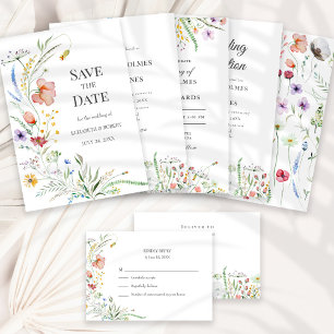 Tiny Wildflower Meadow Wedding Menu Card