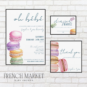 French Market - Macaroons - Shower Favor Sticker
