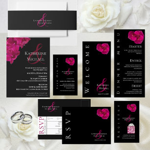 Fuchsia Orchid Wedding-QR code- All In One Invitation