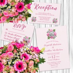 Peony Bouquet Wedding Invitation