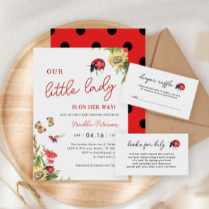 Little Love Bug Ladybug Girl Baby Shower Invitation