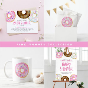 Pink and Chocolate Donuts Baby Shower Invitation