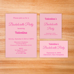 Typography Style Pink Bachelorette Party Invitation