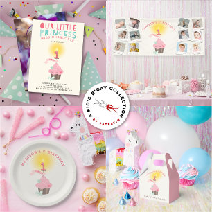 Little Miss Pink Cupcake Girl's 1st Birthday Party Square Sticker