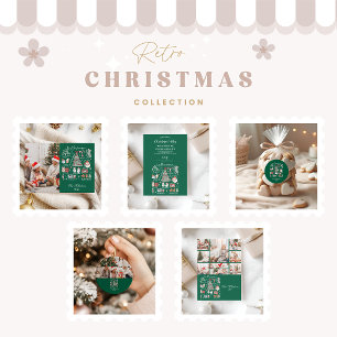 2 Photo Tis The Season Retro Green Christmas Holiday Card