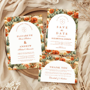 Western Cactus Garden Wedding Thank You Card