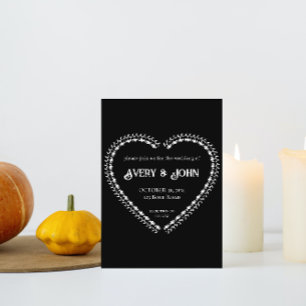 Black and White Minimalistic Gothic Wedding Place Card