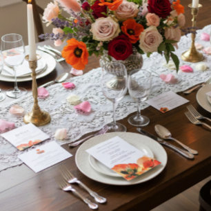 Red Poppy Flower Photo Backdrop Save The Date