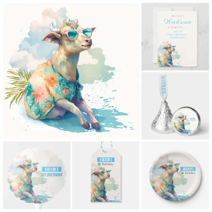 Watercolor Goat - Birthday Invitation Card
