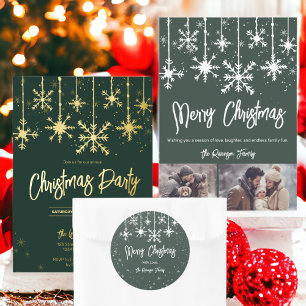 gold snow gala elegant christmas corporate holiday foil invitation