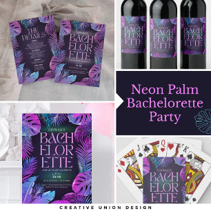 Neon Palm Tropical Bachelorette Party Poker Cards