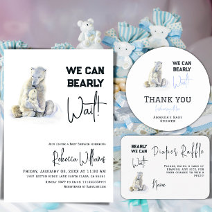 We Can Bearly Wait Polar Bear Winter Baby Shower Invitation