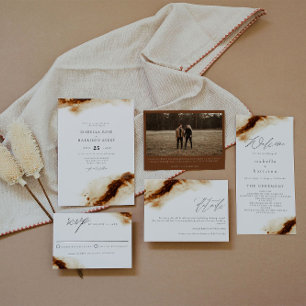 JAYLA Boho Terracotta Burnt Orange Rust Wedding Invitation