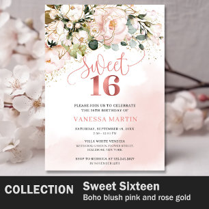 Rustic blush pink roses eucalyptus sweet sixteen paper plates