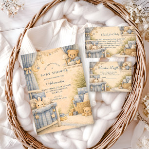 Vintage Blue Jeans Nurseryy Baby Shower Invitation