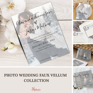 Faux Vellum Effect 2-Sided Photo Wedding Invitation