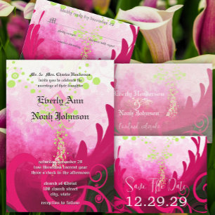 Art Deco Lily Modern Typography Wedding Invite
