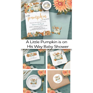 A Little Pumpkin Autumn Fall Floral Baby Shower Enclosure Card