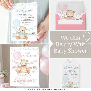 Teddy Bear Girl Baby Shower Invitation