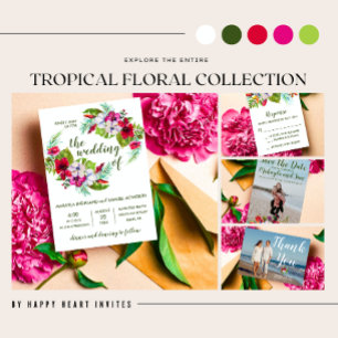 Tropical Floral Island Hibiscus Photo Wedding Invitation