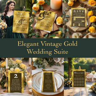 Elegant Gold Foil Old Map Wedding Envelope