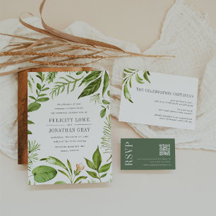 Wild Meadow Green Botanical Wedding Invitation